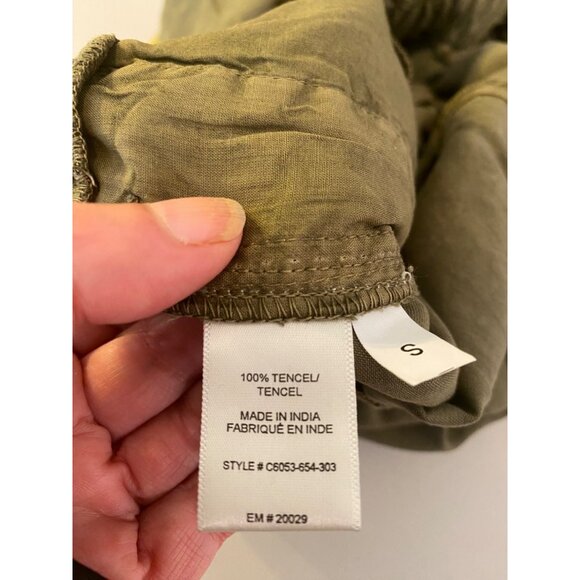 Cloth & Stone Strapless Olive Green Tencel Jumpsuit w/ Belt & Pockets Small - Picture 5 of 13